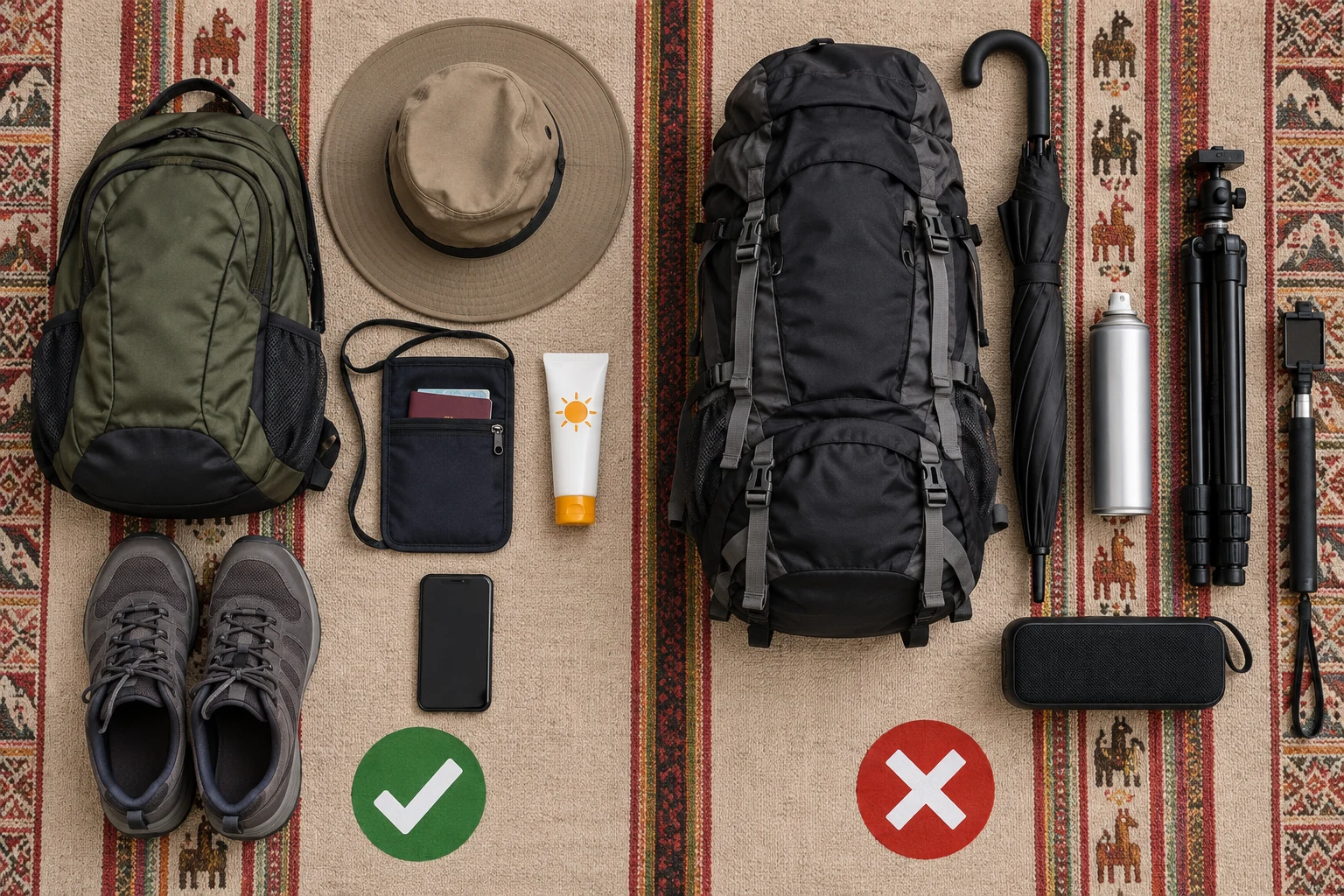 Machu Picchu rules for compact bags and prohibited items